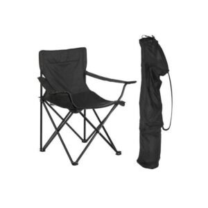 Chaise Plage Pliable siège Fauteuil Camping plus porte-Bouteille et sachet- Noir